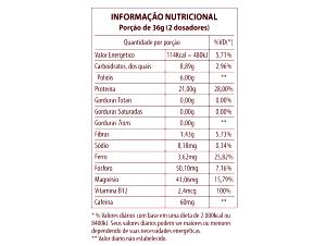 Quantas calorias em 2 dosadores (36 g) Rice Protein Café?