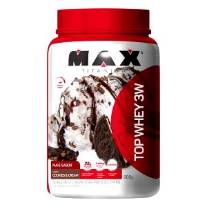 Quantas calorias em 2 dosasores (40 g) Top Whey 3W Cookies & Cream?