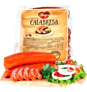 Quantas calorias em 2 fatias (20 g) Linguiça tipo Calabresa?