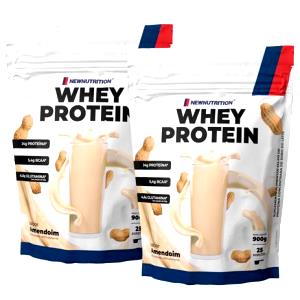 Quantas calorias em 2 medidores (36 g) Whey Protein Amendoim?