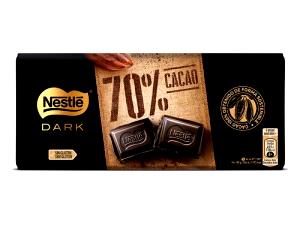 Quantas calorias em 2 quadrados (20 g) Chocolate Intenso 70% Cacau?