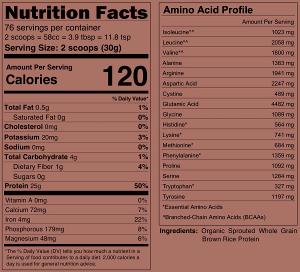 Quantas calorias em 2 scops (30 g) Rice Protein?