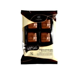 Quantas calorias em 2 unidades (25 g) Bombom de Chocolate Ao Leite com Recheio Sabor Brownie?