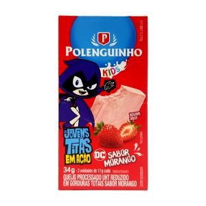 Quantas calorias em 2 unidades (30 g) Polenguinho Kids Morango?