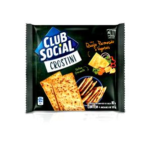 Quantas calorias em 3 biscoitos (20 g) Crostini Queijo Parmesão e Vegetais?