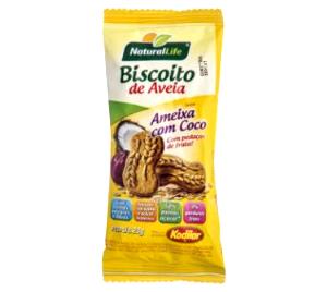 Quantas calorias em 3 biscoitos (23 g) Biscoito de Aveia Ameixa com Coco?