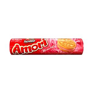 Quantas calorias em 3 biscoitos (30 g) Biscoito Recheado Amori (Morango)?