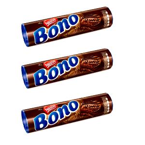 Quantas calorias em 3 biscoitos (30 g) Biscoito Recheado Bono Chocolate?