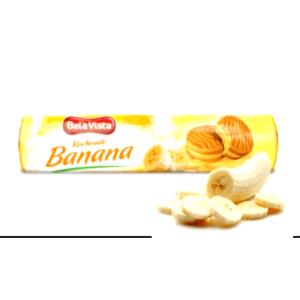 Quantas calorias em 3 biscoitos (30 g) Biscoito Recheado Sabor Banana?