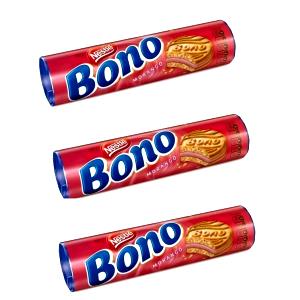 Quantas calorias em 3 biscoitos (30 g) Bono Morango?