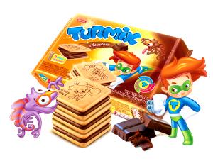 Quantas calorias em 3 biscoitos (30 g) Turmix Chocolate?