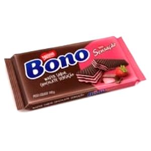 Quantas calorias em 3 biscoitos (30 g) Wafer Bono Sensação?