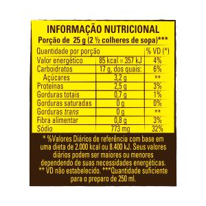 Quantas calorias em 3 colheres de sopa (25 g) Sopão Galinha com Vegetais?