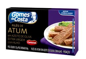 Quantas calorias em 3 colheres de sopa (60 g) Filés de Atum em Azeite de Oliva Extra Virgem com Alho?