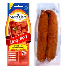 Quantas calorias em 3 fatiass (50 g) Linguiça Calabresa Defumada?