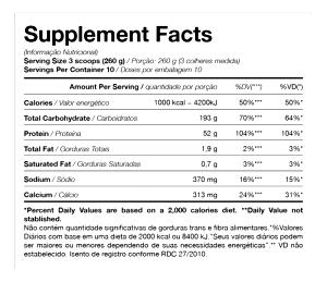 Quantas calorias em 3 medidas (260 g) Hipercalórico (260g)?