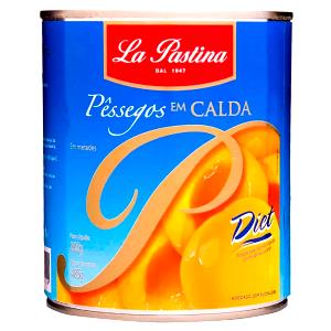 Quantas calorias em 3 metades (140 g) Pessego em Calda Diet?