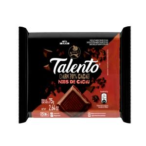 Quantas calorias em 3 quadradinhos (25 g) Talento Dark 50% Cacau Café?