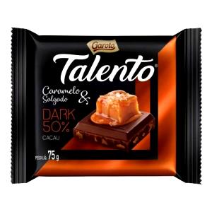 Quantas calorias em 3 quadradinhos (25 g) Talento Dark 50% Cacau Laranja?