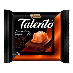 Quantas calorias em 3 quadradinhos (25 g) Talento Dark 50% Caramelo Salgado?