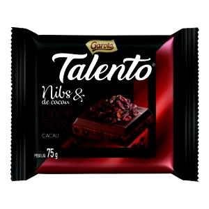 Quantas calorias em 3 quadradinhos (25 g) Talento Dark 70% Cacau Nibs de Cacau?