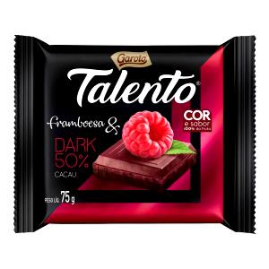 Quantas calorias em 3 quadradinhos (25 g) Talento Framboesa & Dark 50% Cacau?