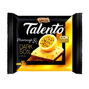 Quantas calorias em 3 quadradinhos (25 g) Talento Maracujá e Dark 50% Cacau?