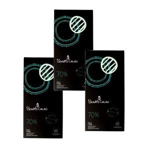 Quantas calorias em 3 quadrados (25 g) Bendito Cacau 70%?