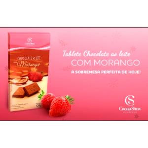 Quantas calorias em 3 quadrados (25 g) Chocolate Ao Leite com Morango?