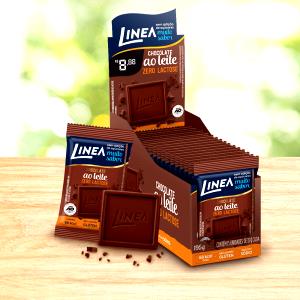 Quantas calorias em 3 quadrados (25 g) Chocolate Ao Leite Zero Lactose?