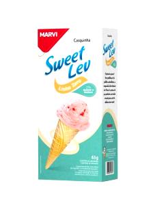 Quantas calorias em 3 unidades (12 g) Casquinha Sweet Lev?