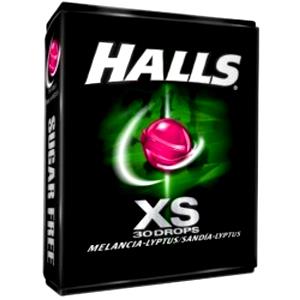 Quantas calorias em 30 balas (17 g) Halls XS?