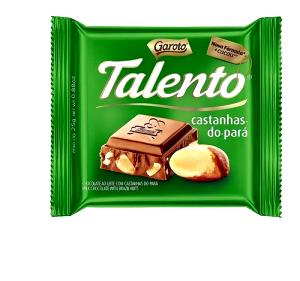 Quantas calorias em 4 1/2 quadradinhos (25 g) Talento Castanhas-do-Pará e Coco?