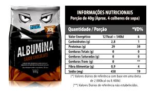 Quantas calorias em 4 colheres (40 g) Albumina?