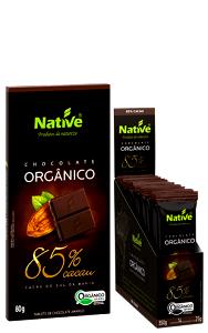 Quantas calorias em 4 pedaços (20 g) Chocolate Orgânico 85% Cacau?