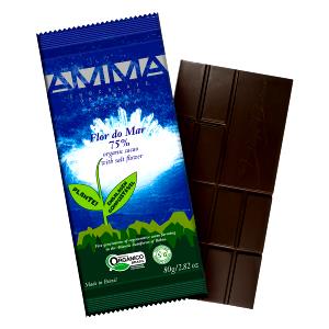 Quantas calorias em 4 pedaços (20 g) Chocolate Orgânico Flor do Mar 75%?