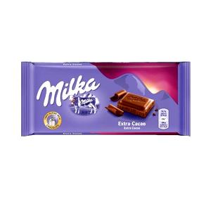 Quantas calorias em 4 quadradinhos (16,7 g) Milka Extra Cocoa?