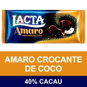 Quantas calorias em 4 quadradinhos (25 g) Amaro Crocante de Coco 40% Cacau?