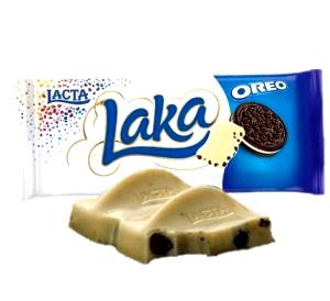 Quantas calorias em 4 quadradinhos (25 g) Chocolate Laka Oreo?