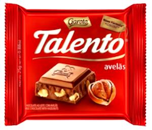 Quantas calorias em 4 quadradinhos (25 g) Talento Avelãs?