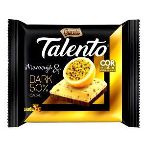 Quantas calorias em 4 quadradinhos (25 g) Talento Dark Maracuja?