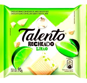 Quantas calorias em 4 quadrados (25 g) Talento Limão?