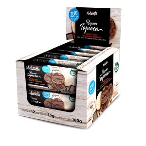 Quantas calorias em 4 unidades (15 g) Biscoito Tapioca Cobertura Chocolate Amargo?