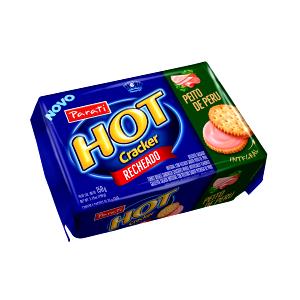 Quantas calorias em 4 unidades (25 g) Hot Cracker Integral Peito de Peru?