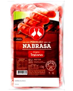 Quantas calorias em 5 fatias (50 g) Linguiça Toscana na Brasa?