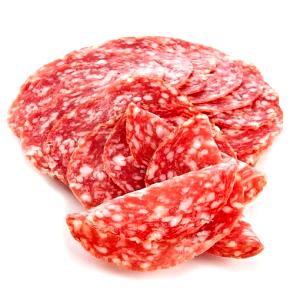 Quantas calorias em 5 fatias (50 g) Salame tipo Italiano?