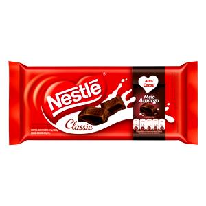 Quantas calorias em 5 pedaços (25 g) Chocolate Meio Amargo 40% Cacau?