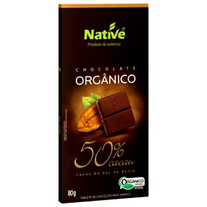 Quantas calorias em 5 quadradinhos (25 g) Chocolate Orgânico 50% Cacau?