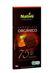 Quantas calorias em 5 quadradinhos (25 g) Chocolate Orgânico 75% Cacau?