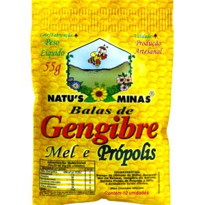 Quantas calorias em 5 unidades (20 g) Balas de Gengibre Mel e Própolis?